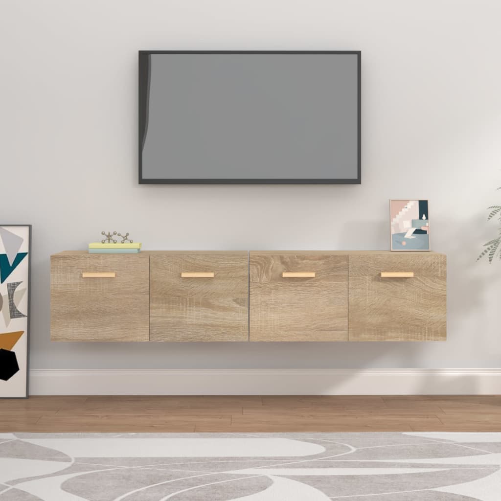 Wandkasten 2 st 80x35x36,5 cm bewerkt hout sonoma eikenkleurig