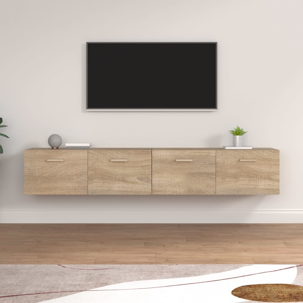 Wandkasten 2 st 100x36,5x35 cm bewerkt hout sonoma eikenkleurig