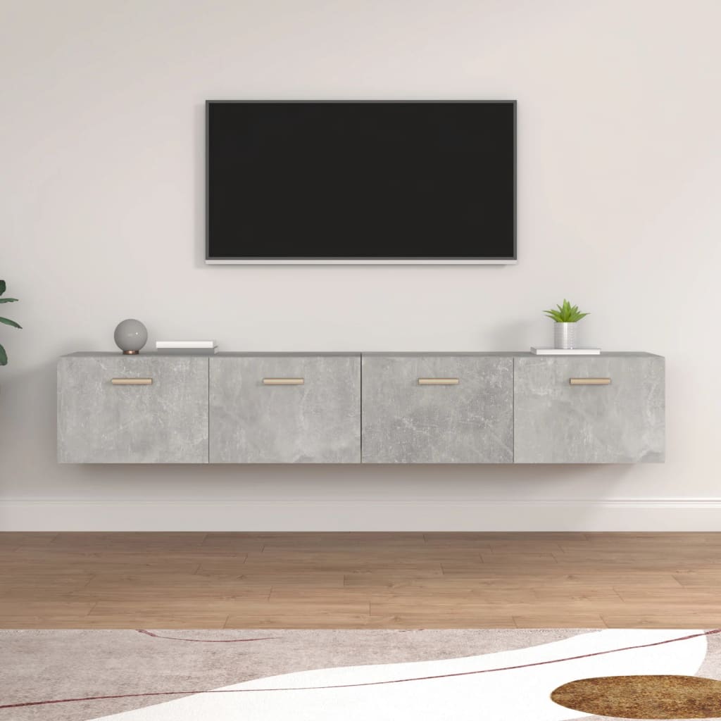 Wandkasten 2 st 100x36,5x35 cm bewerkt hout betongrijs