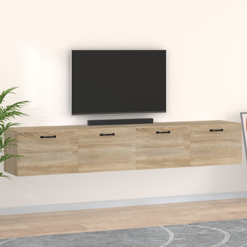 Wandkasten 2 st 100x36,5x35 cm bewerkt hout sonoma eikenkleurig