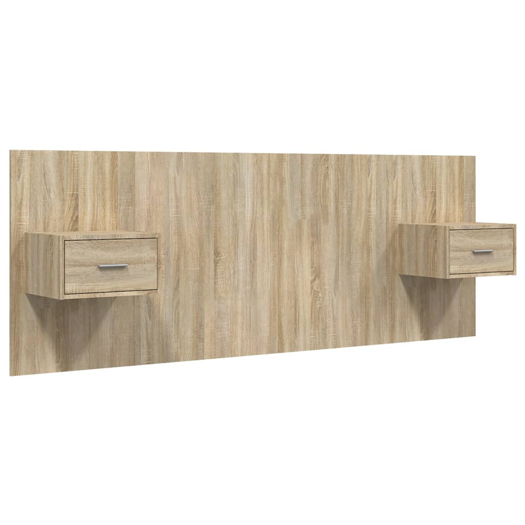 Hoofdbord met kastjes bewerkt hout sonoma eikenkleurig – afbeelding 2