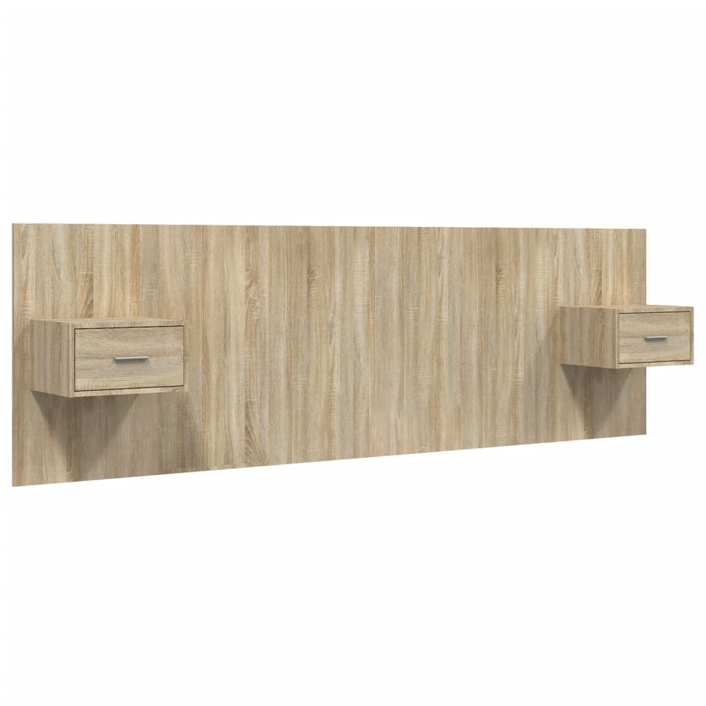 Hoofdbord met kastjes bewerkt hout sonoma eikenkleurig – afbeelding 2