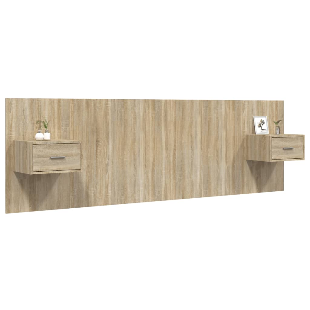 Hoofdbord met kastjes bewerkt hout sonoma eikenkleurig – afbeelding 3