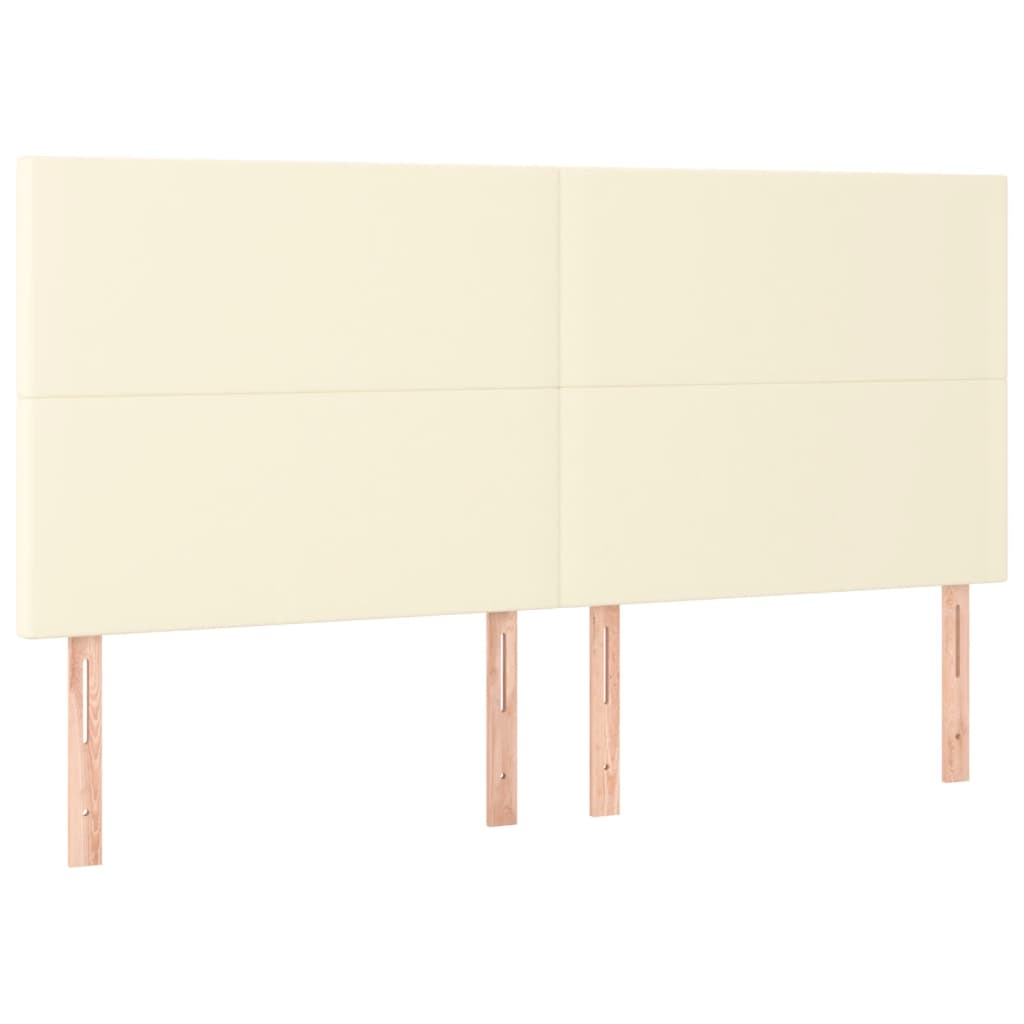 Hoofdbord crème 160x5x118/128 cm kunstleer – afbeelding 2