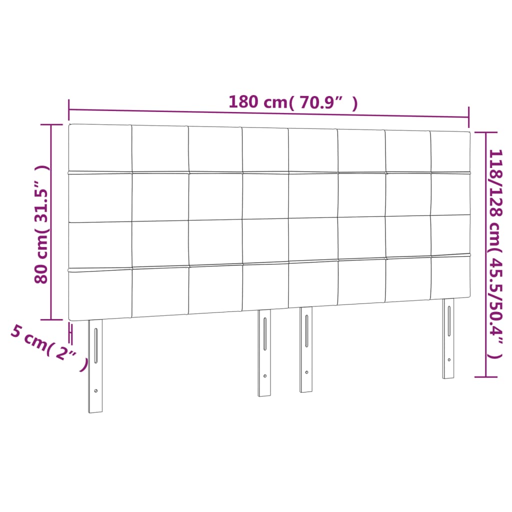 Hoofdbord donkerbruin 180x5x118/128 cm stof – afbeelding 8