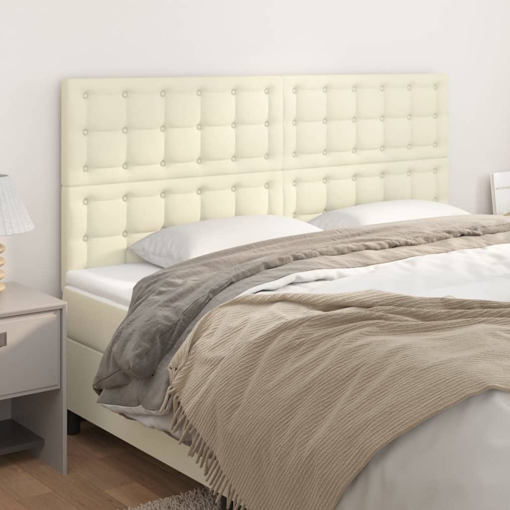 Hoofdbord crème 180x5x118/128 cm kunstleer – afbeelding 1