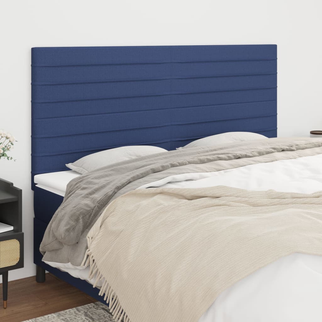 Hoofdbord blauw 160x5x118/128 cm stof – afbeelding 1