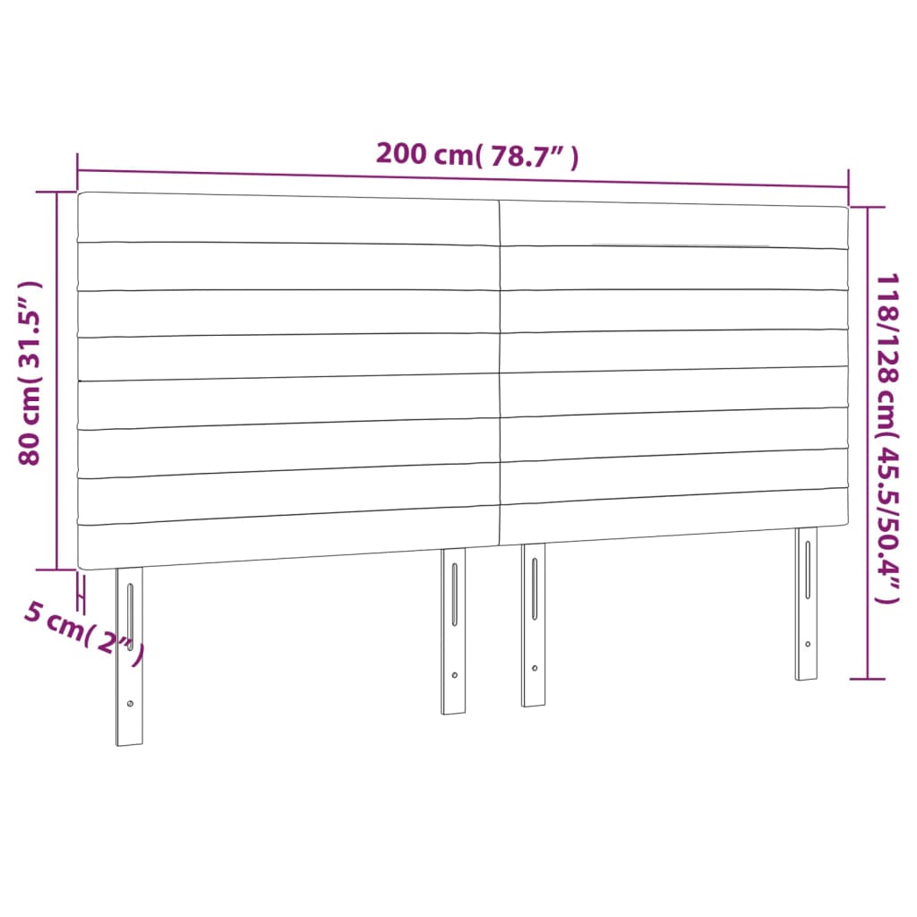 Hoofdbord taupe 200x5x118/128 cm Stof – afbeelding 8