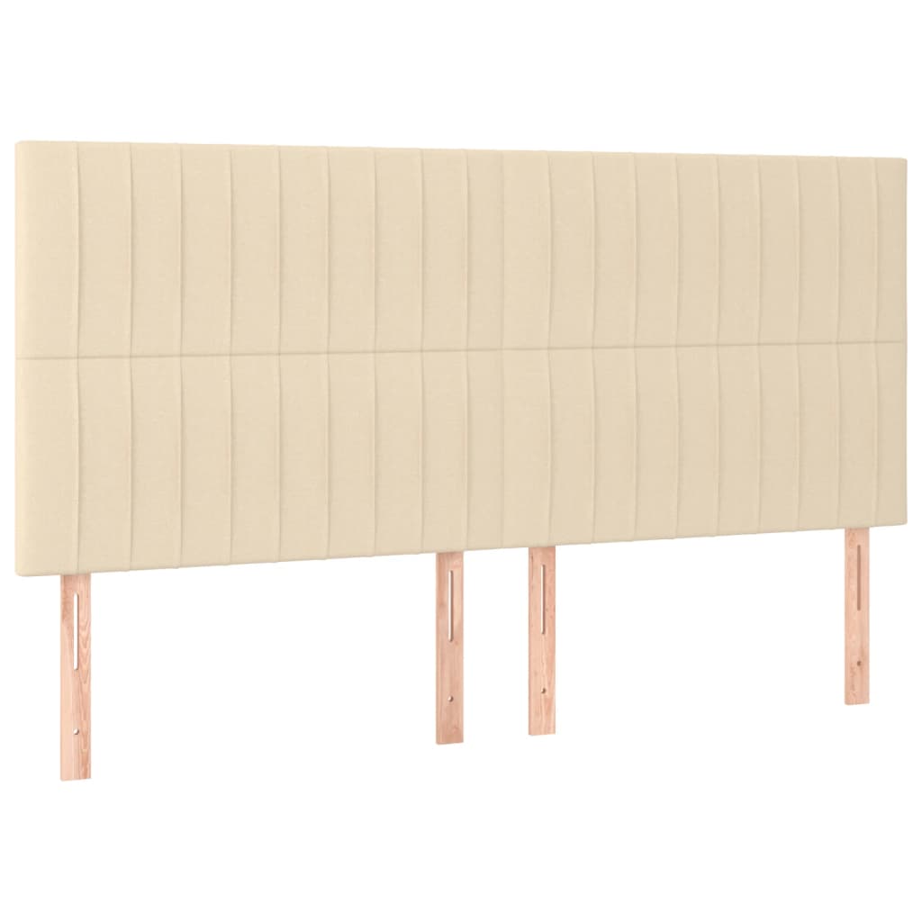 Hoofdbord crème 160x5x118/128 cm stof – afbeelding 2