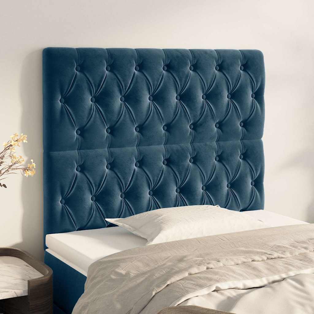 Hoofdbord donkerblauw 90x7x118/128 cm fluweel – afbeelding 1
