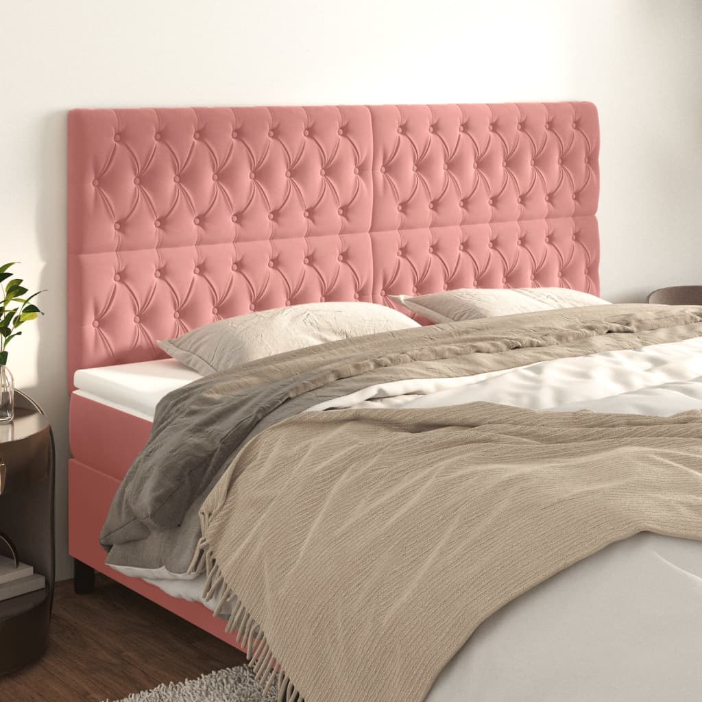Hoofdbord roze 200x7x118/128 cm fluweel