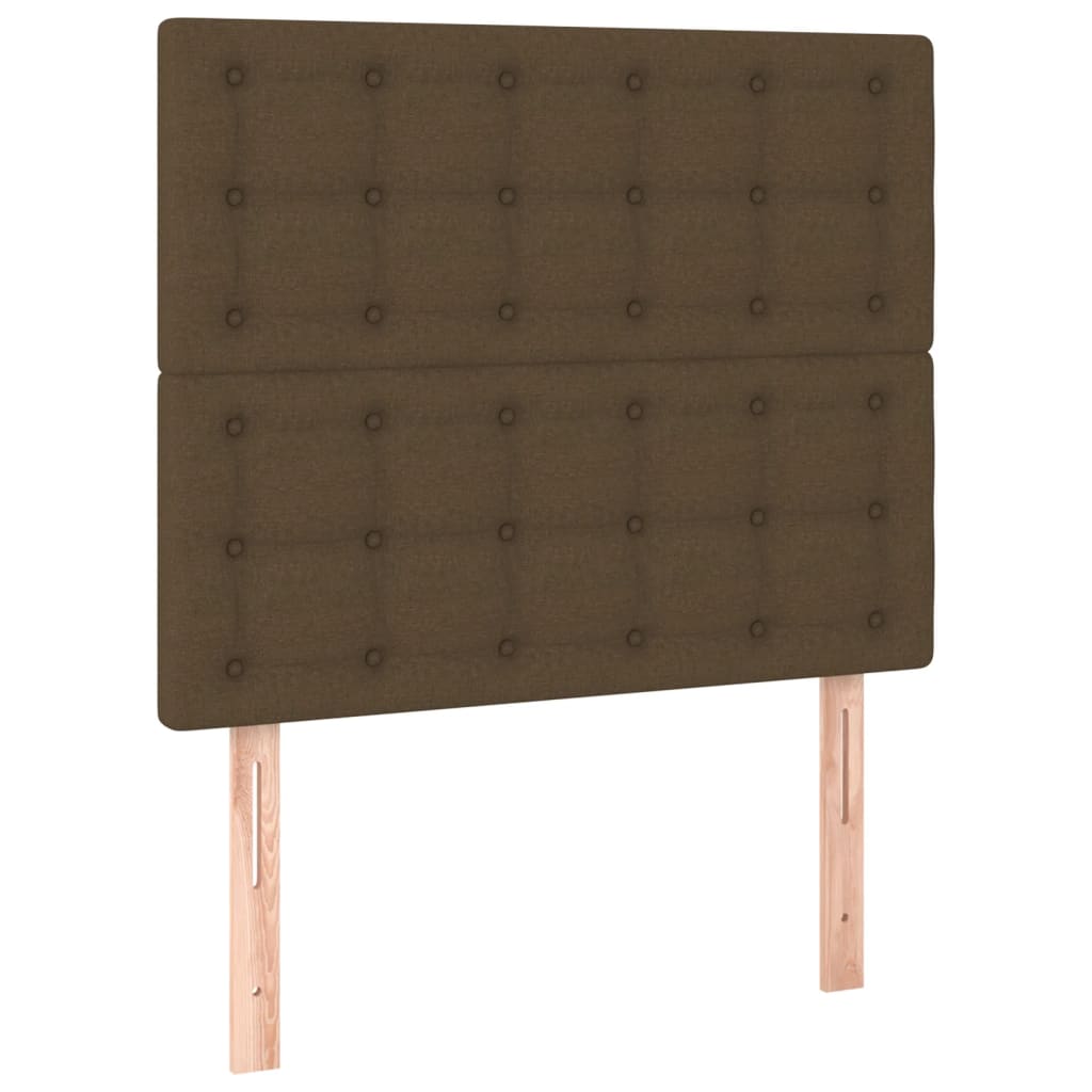 Hoofdbord donkerbruin 80x5x118/128 cm stof – afbeelding 2
