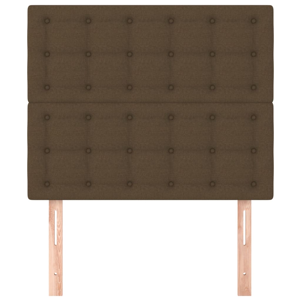 Hoofdbord donkerbruin 80x5x118/128 cm stof – afbeelding 3