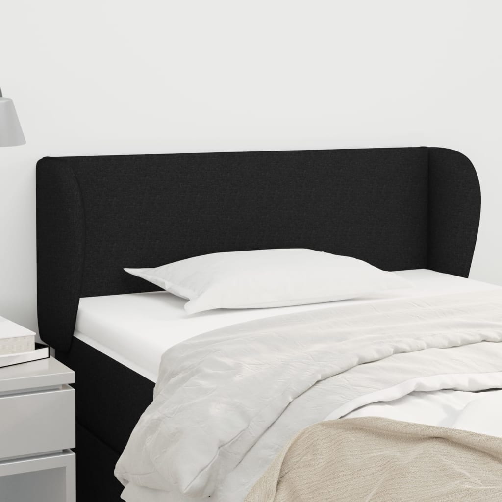Hoofdbord met randen 103x23x78/88 cm stof zwart – afbeelding 1
