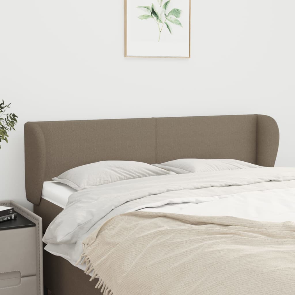 Hoofdbord met randen 147x23x78/88 cm stof taupe