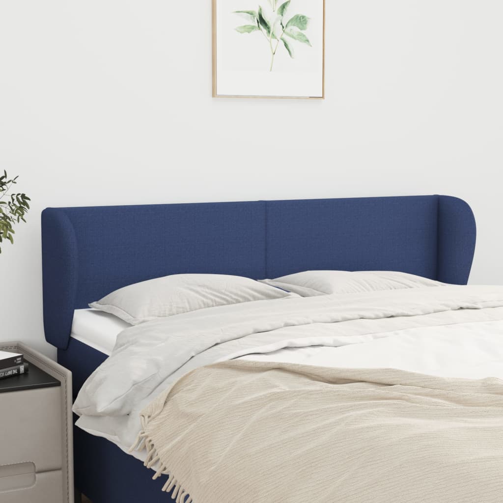 Hoofdbord met randen 147x23x78/88 cm stof blauw – afbeelding 1