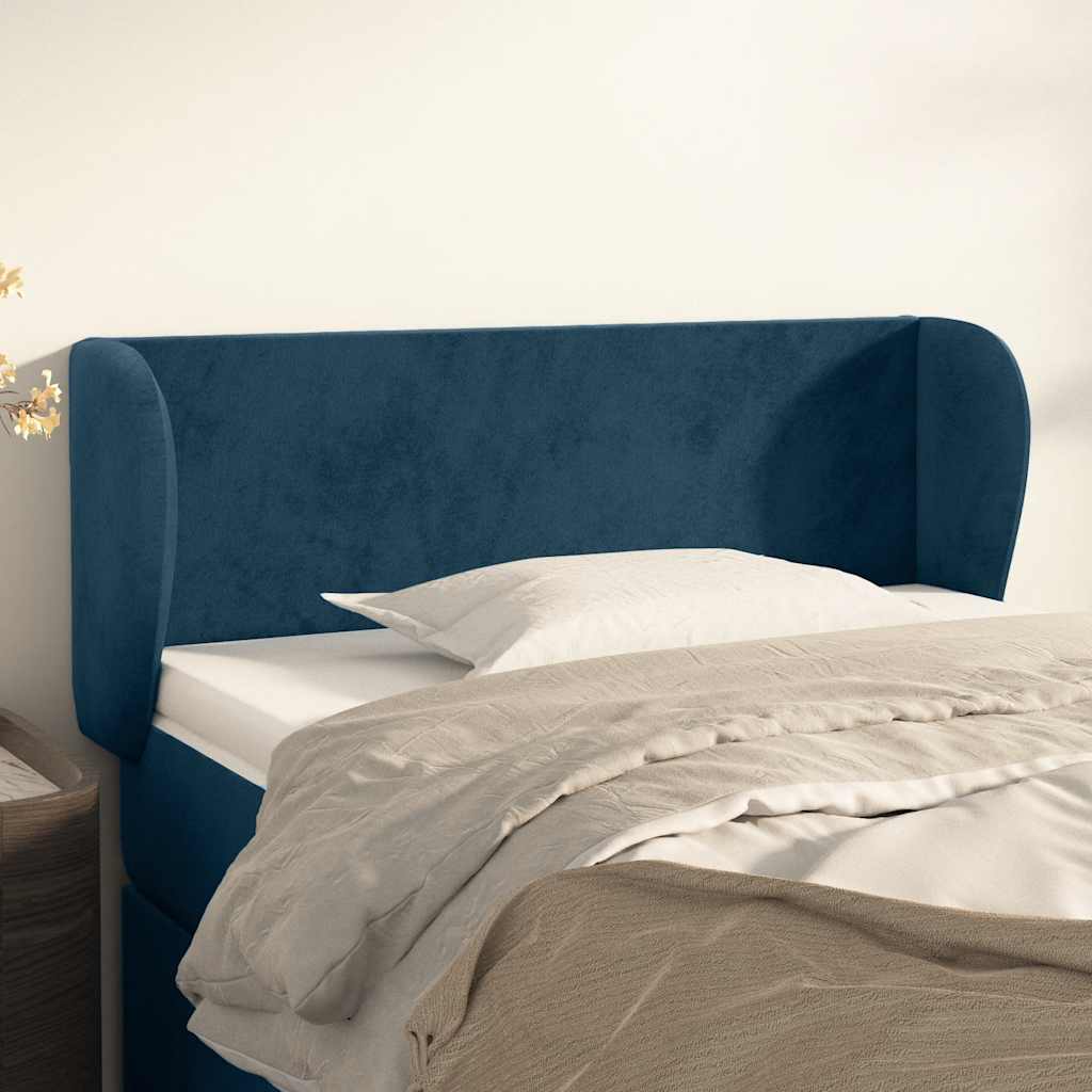Hoofdbord met randen 83x23x78/88 cm fluweel donkerblauw