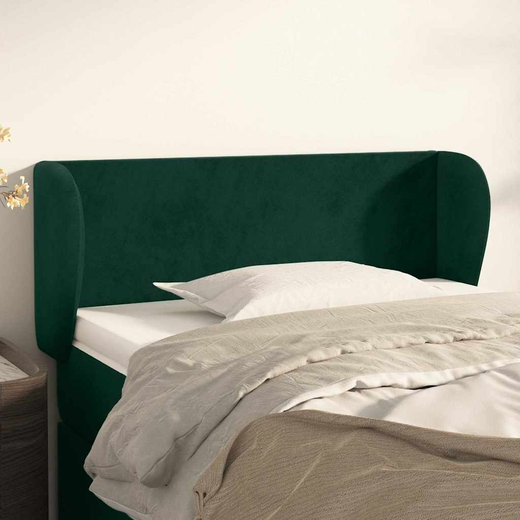 Hoofdbord met randen 103x23x78/88 cm fluweel donkergroen – afbeelding 1