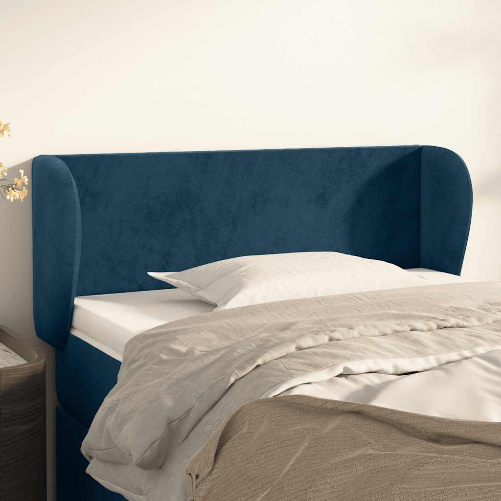 Hoofdbord met randen 103x23x78/88 cm fluweel donkerblauw