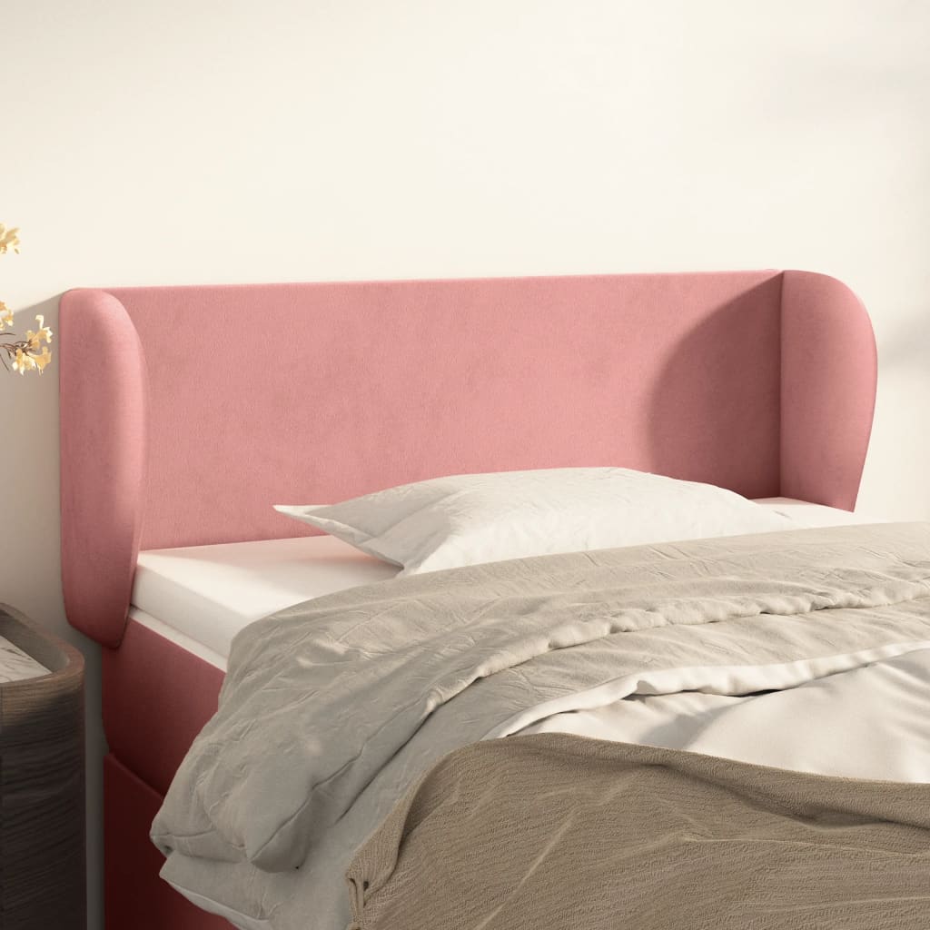 Hoofdbord met randen 103x23x78/88 cm fluweel roze