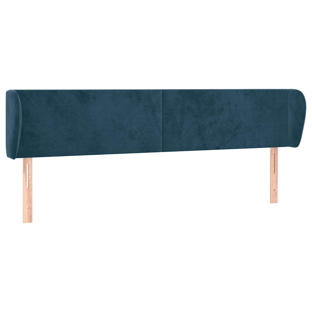 Hoofdbord met randen 183x23x78/88 cm fluweel donkerblauw – afbeelding 2