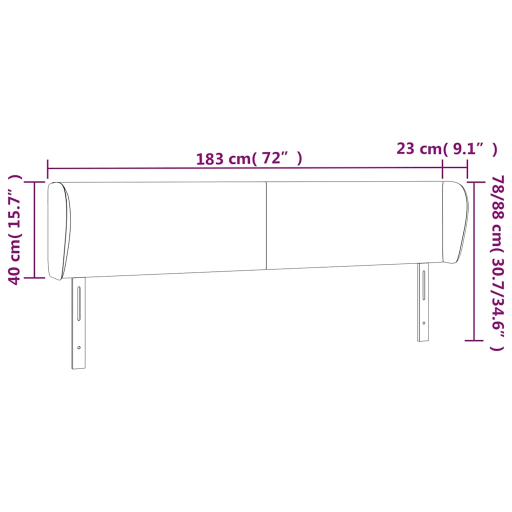 Hoofdbord met randen 183x23x78/88 cm fluweel donkerblauw – afbeelding 9