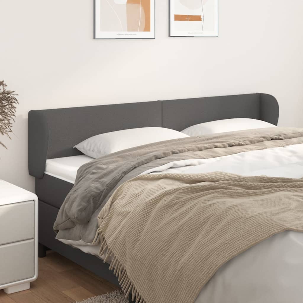 Hoofdbord met randen 183x23x78/88 cm kunstleer grijs – afbeelding 1
