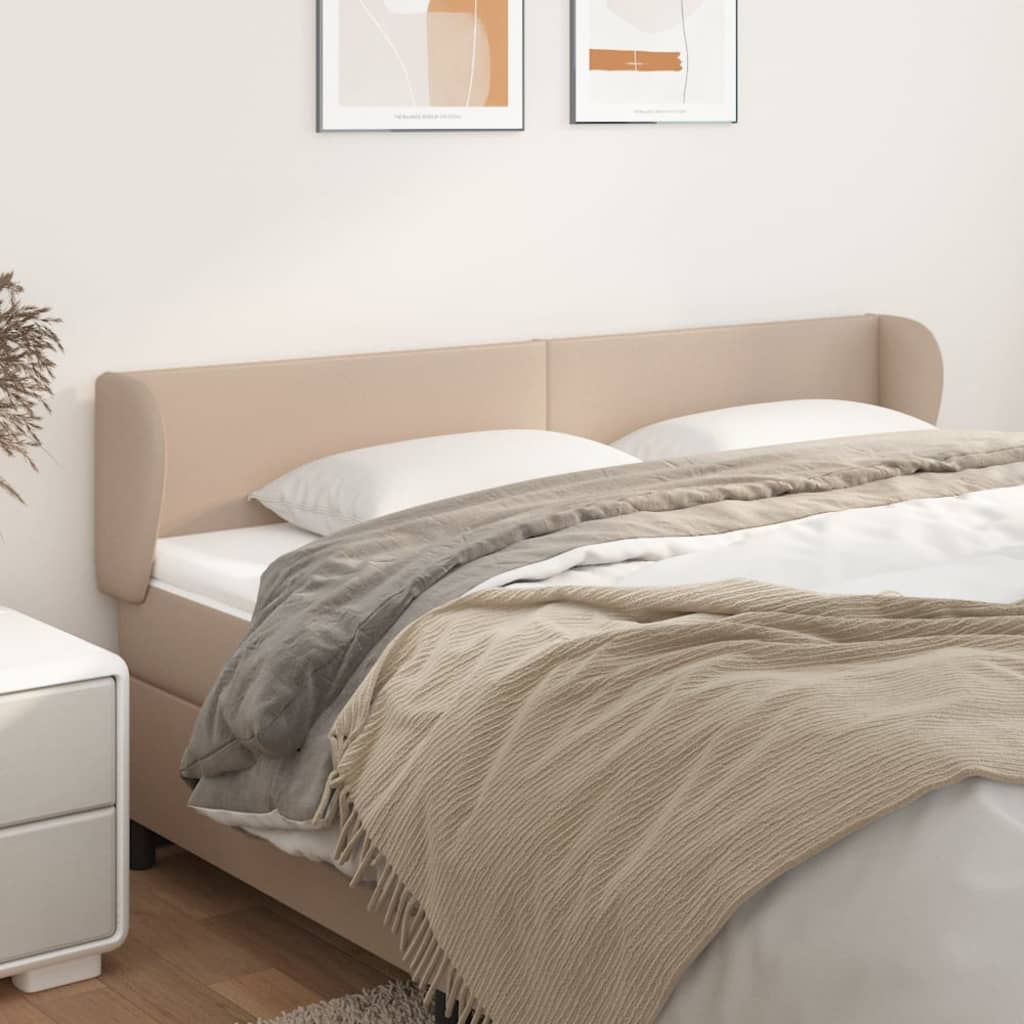 Hoofdbord met randen 203x23x78/88 cm kunstleer cappuccinokleur