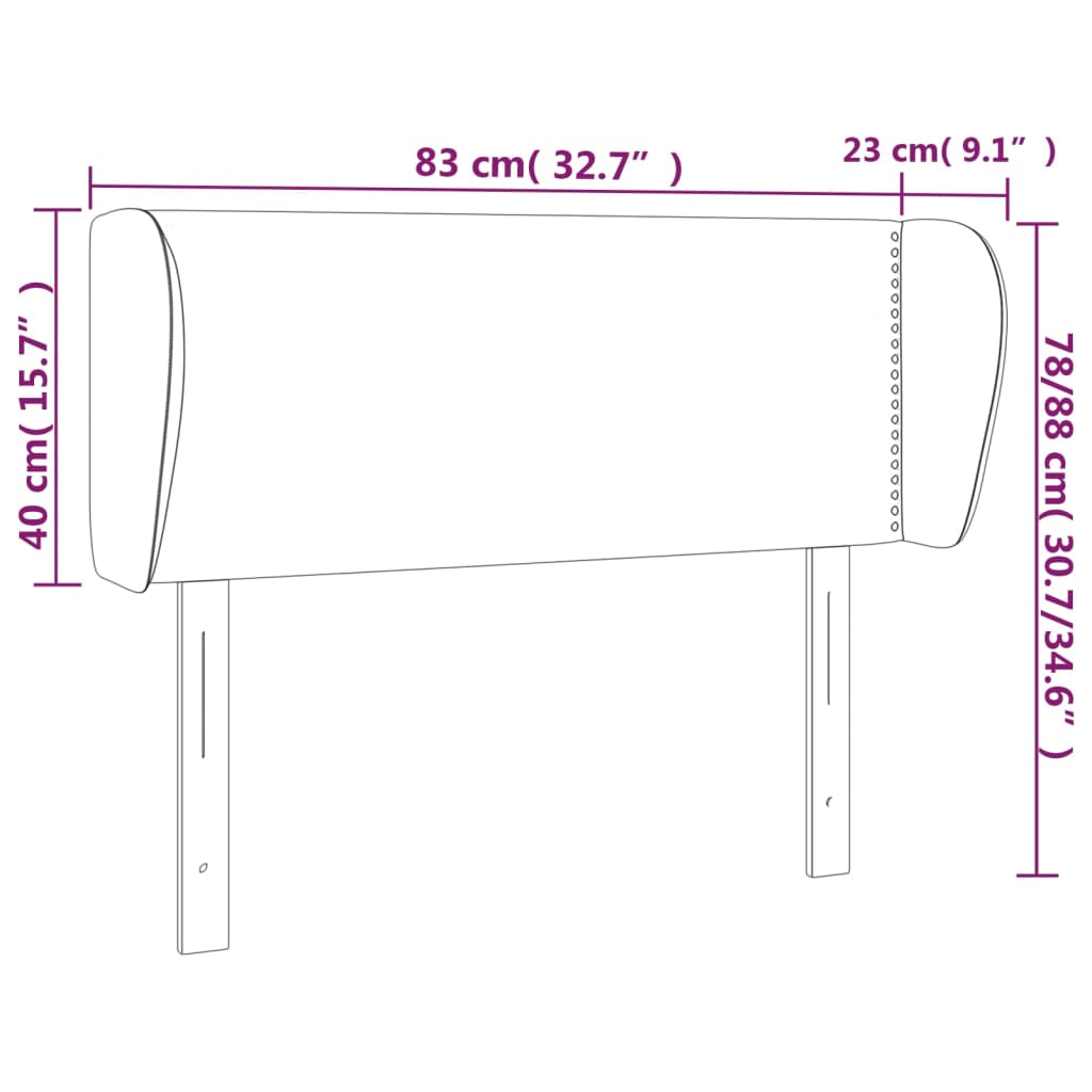 Hoofdbord met randen 83x23x78/88 cm fluweel lichtgrijs – afbeelding 9