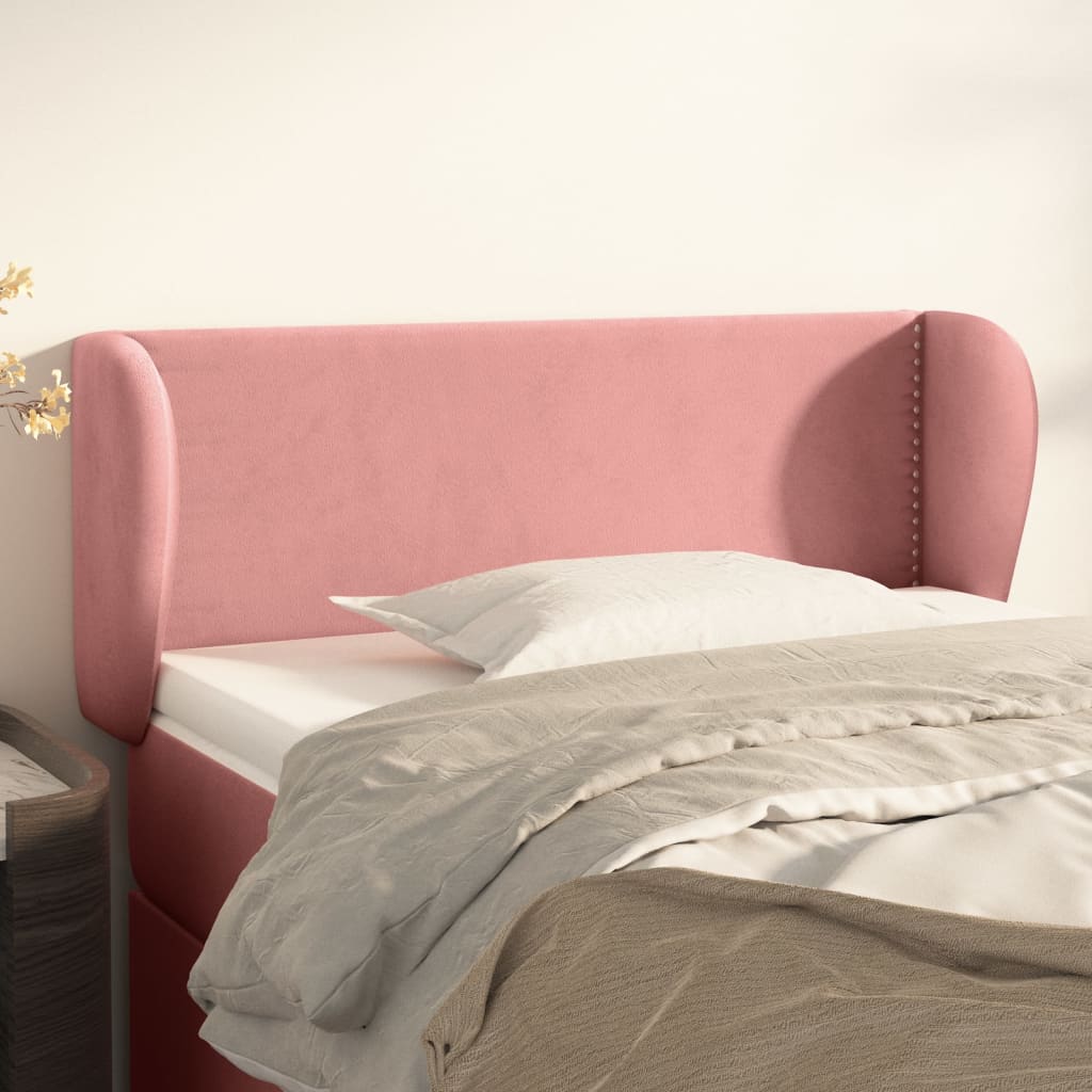 Hoofdbord met randen 103x23x78/88 cm fluweel roze