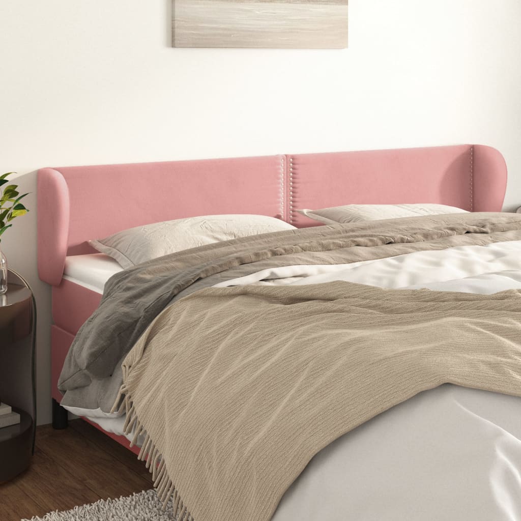Hoofdbord met randen 183x23x78/88 cm fluweel roze