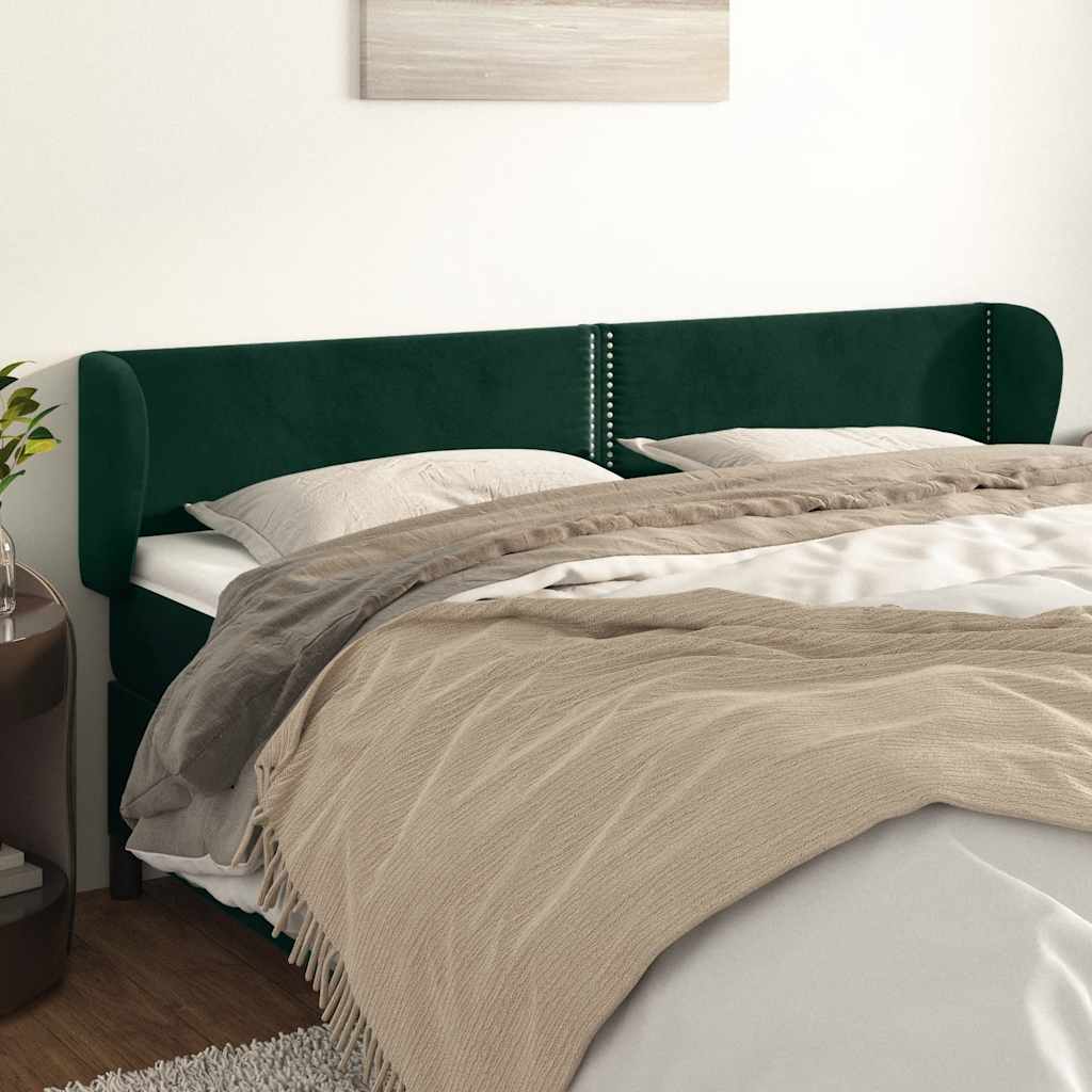 Hoofdbord met randen 203x23x78/88 cm fluweel donkergroen