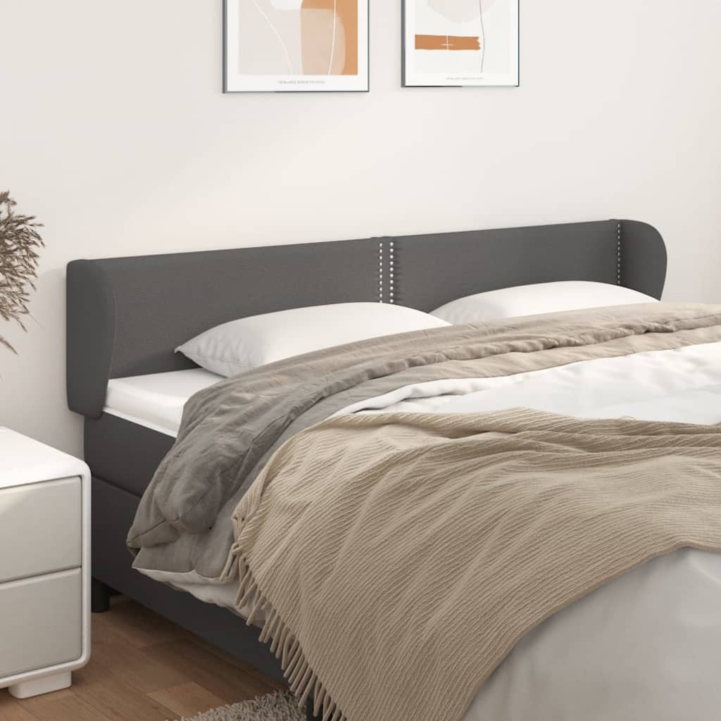 Hoofdbord met randen 203x23x78/88 cm kunstleer grijs