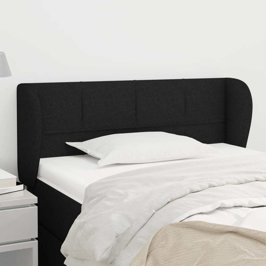 Hoofdbord met randen 93x23x78/88 cm stof zwart