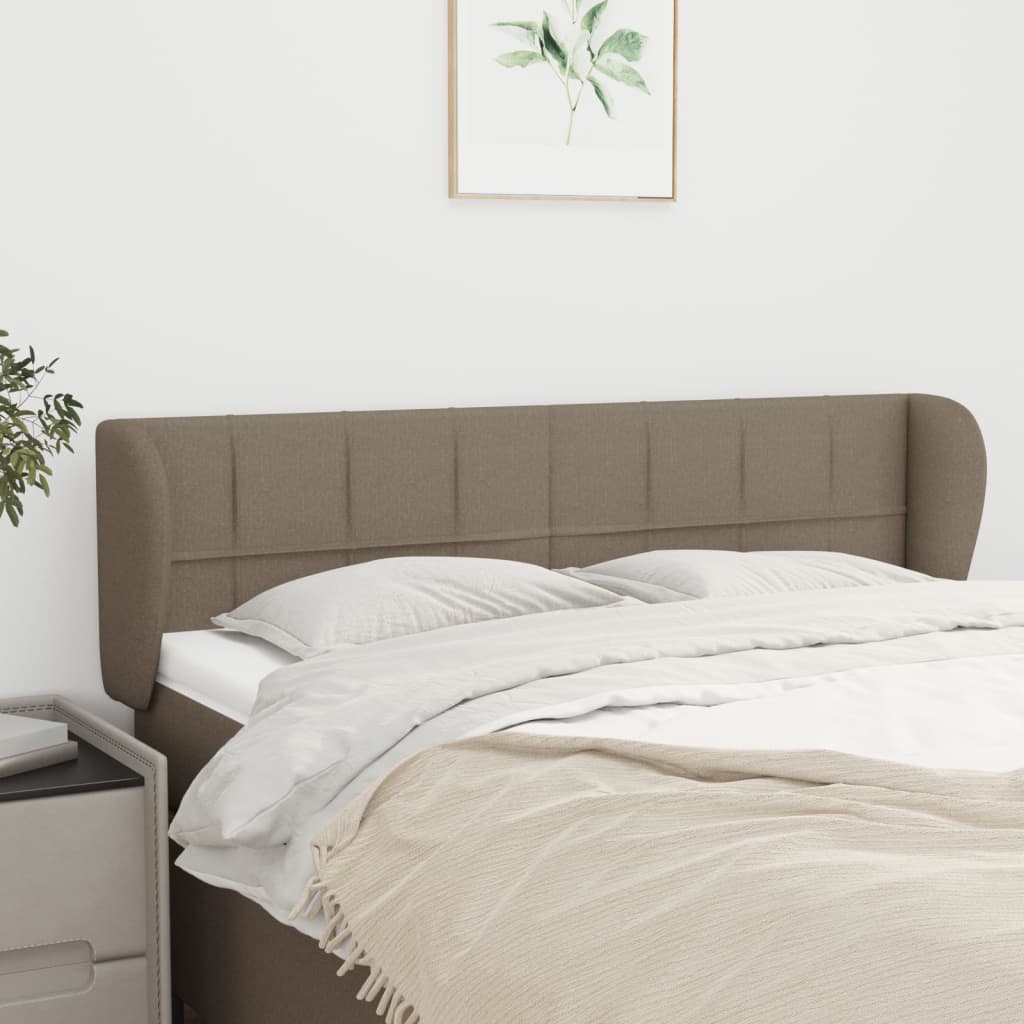 Hoofdbord met randen 147x23x78/88 cm stof taupe