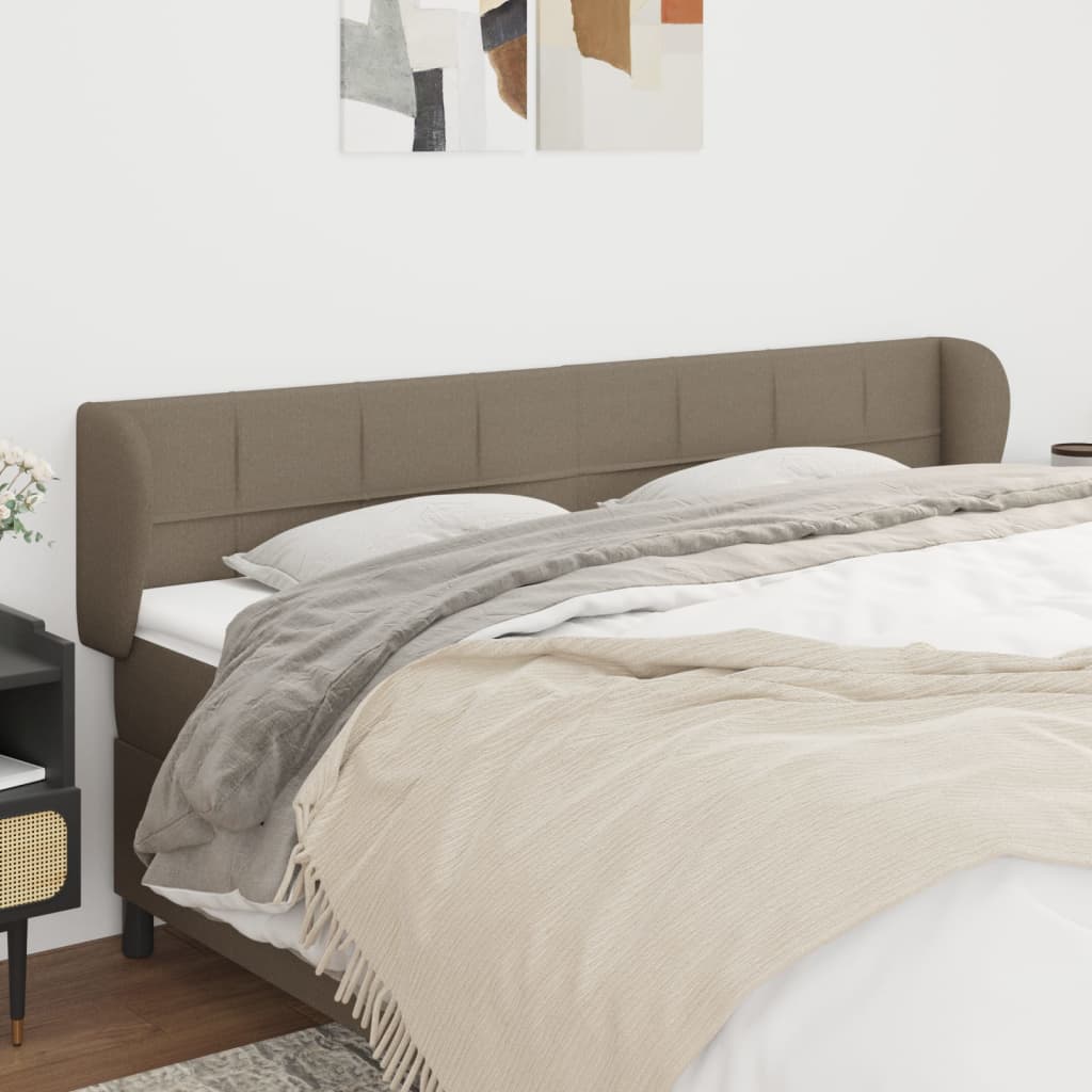 Hoofdbord met randen 203x23x78/88 cm stof taupe – afbeelding 1