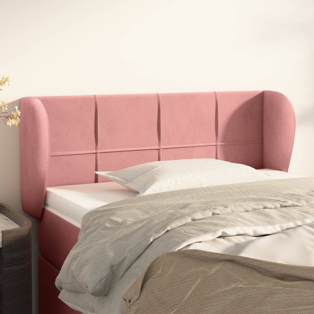 Hoofdbord met randen 83x23x78/88 cm fluweel roze – afbeelding 1