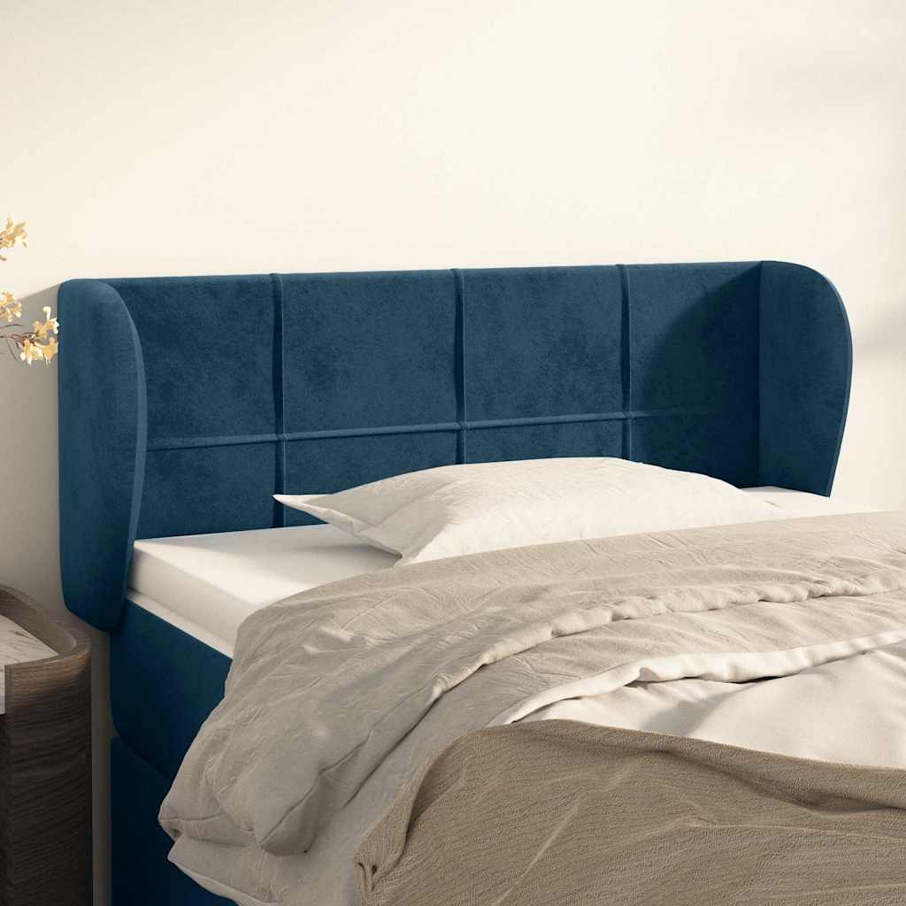 Hoofdbord met randen 103x23x78/88 cm fluweel donkerblauw