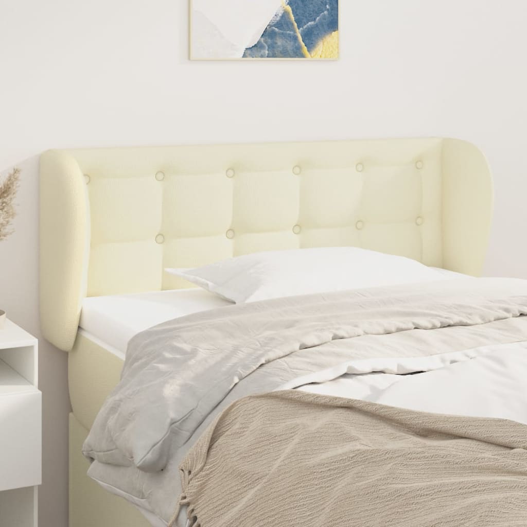 Hoofdbord met randen 93x23x78/88 cm kunstleer crèmekleurig