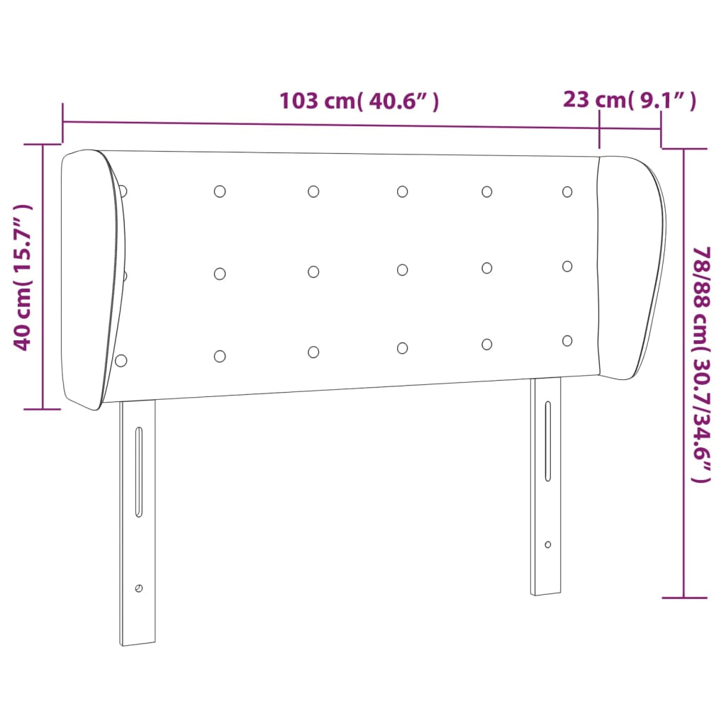 Hoofdbord met randen 103x23x78/88 cm kunstleer cappuccinokleur – afbeelding 9
