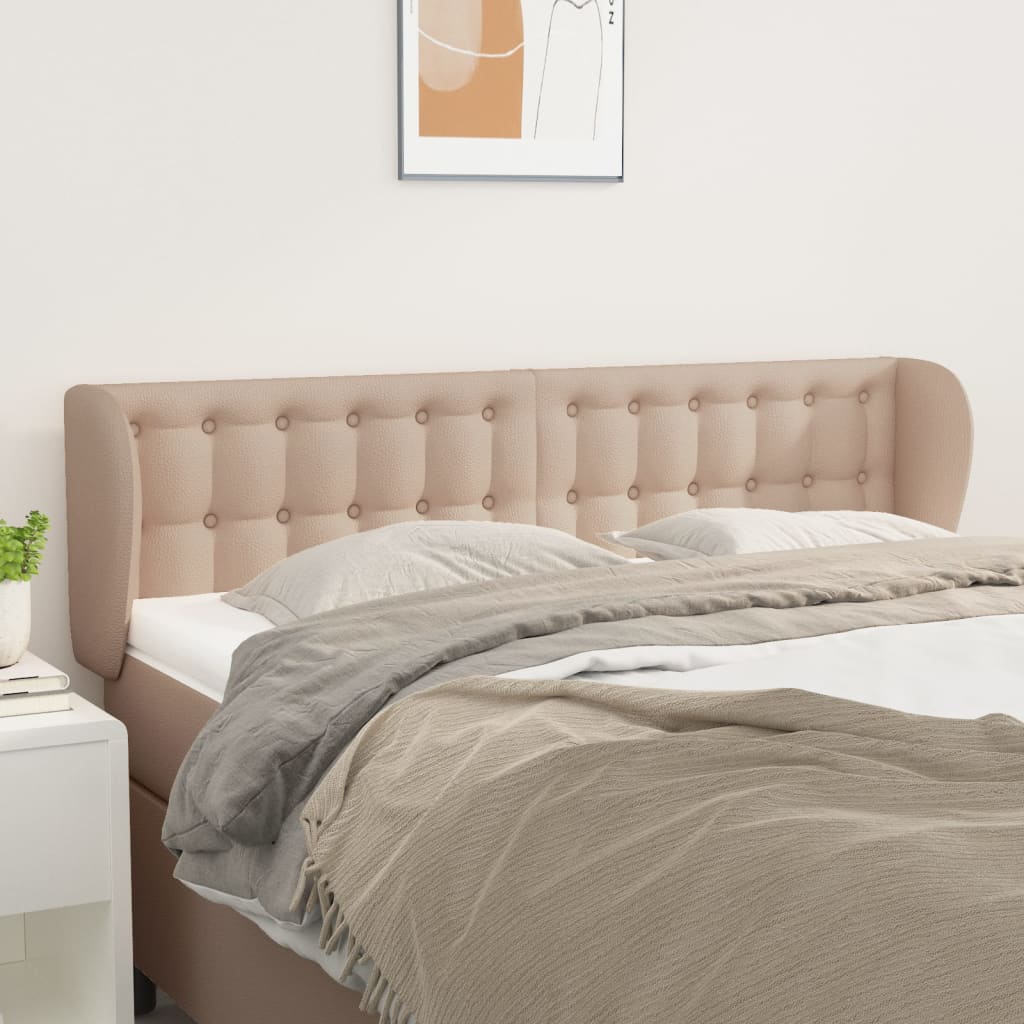 Hoofdbord met randen 147x23x78/88 cm kunstleer cappuccinokleur