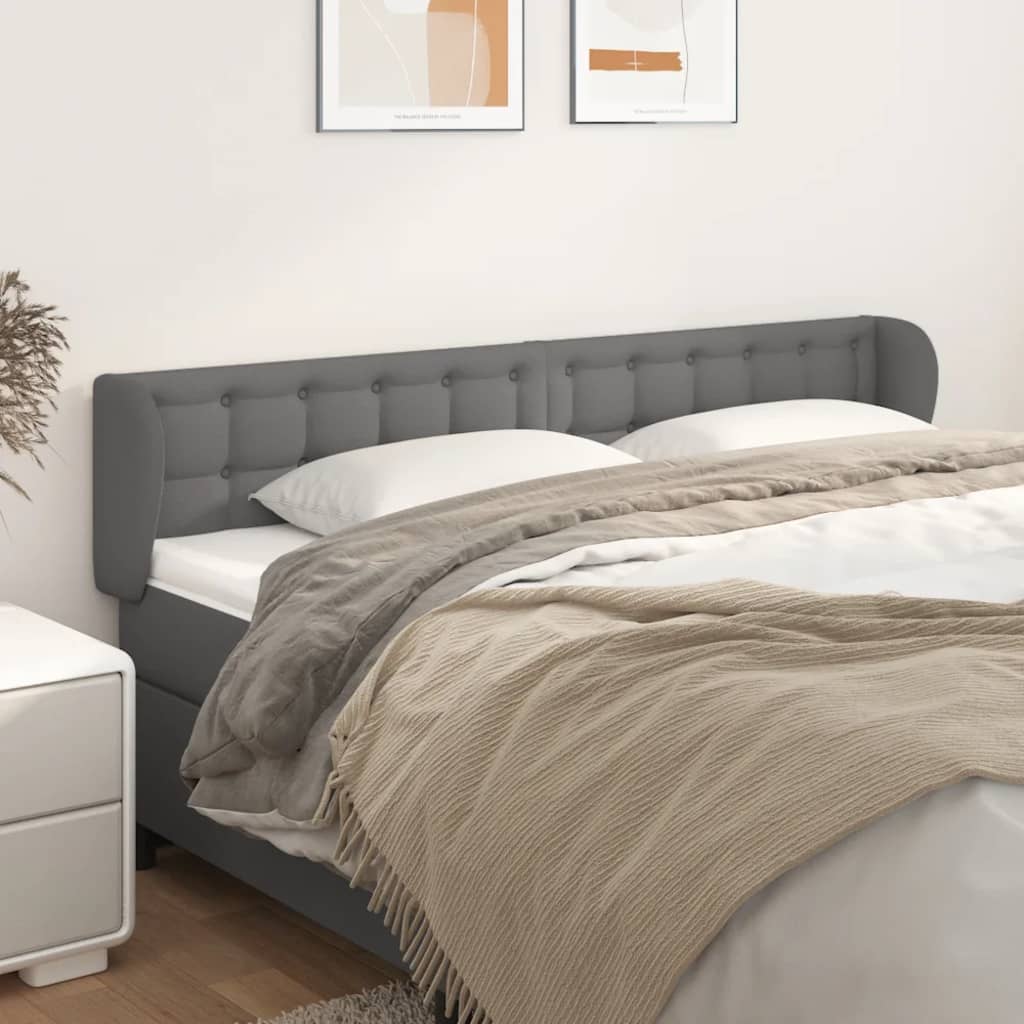 Hoofdbord met randen 163x23x78/88 cm kunstleer grijs