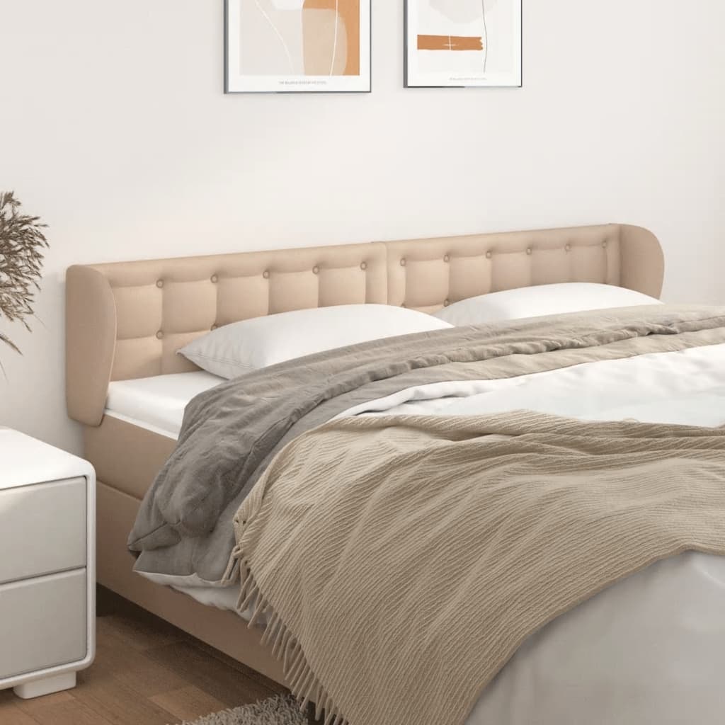 Hoofdbord met randen 163x23x78/88 cm kunstleer cappuccinokleur – afbeelding 1