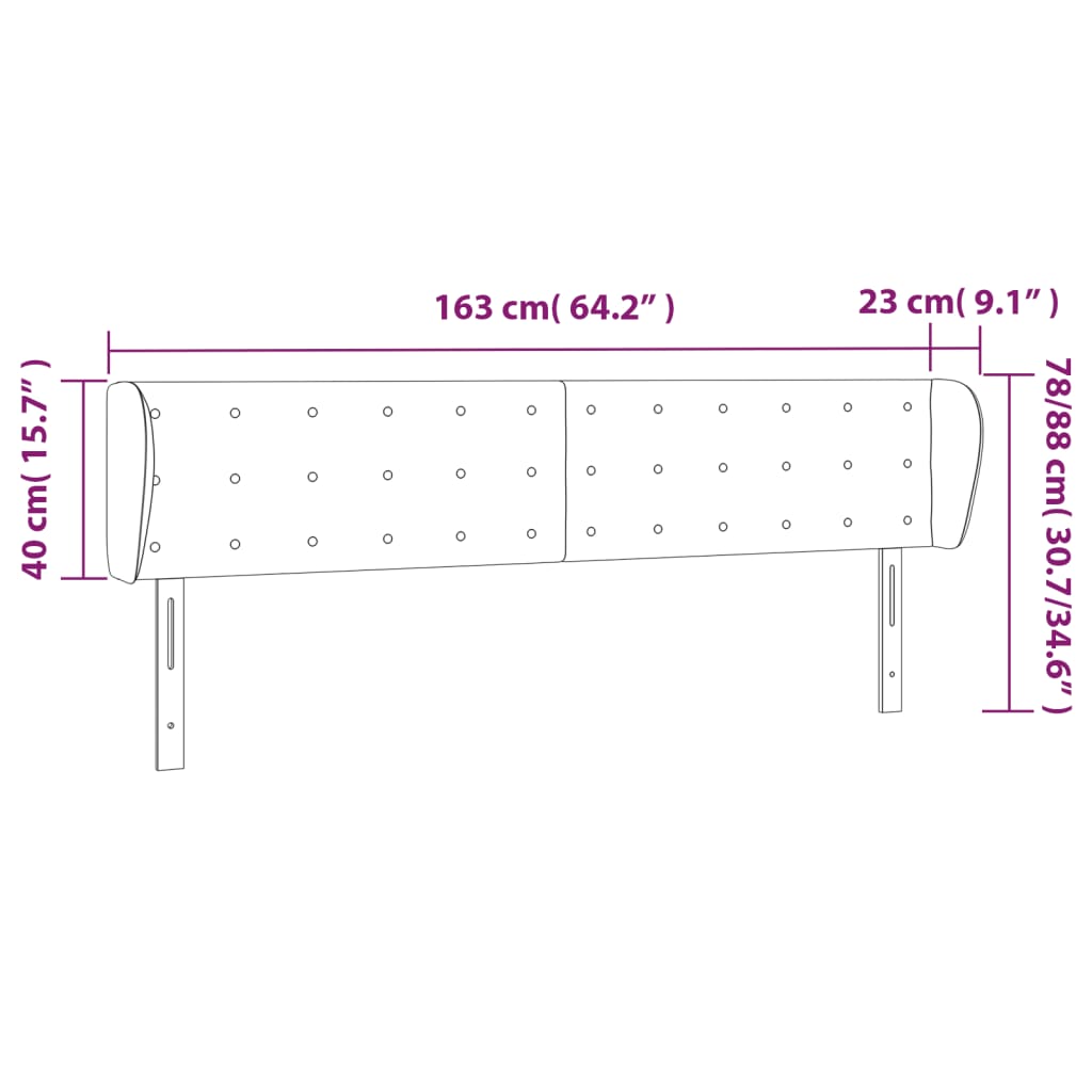 Hoofdbord met randen 163x23x78/88 cm kunstleer cappuccinokleur – afbeelding 9