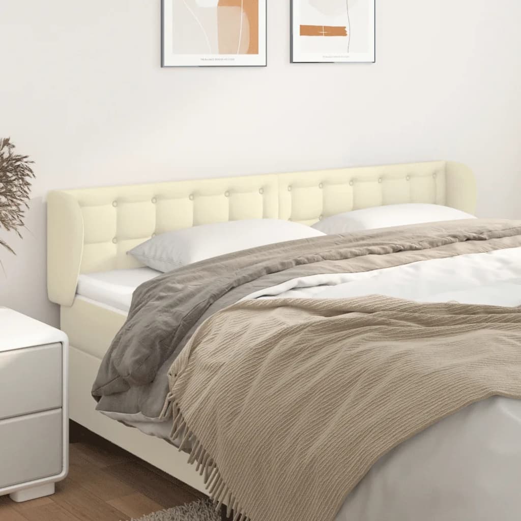 Hoofdbord met randen 183x23x78/88 cm kunstleer crèmekleurig – afbeelding 1