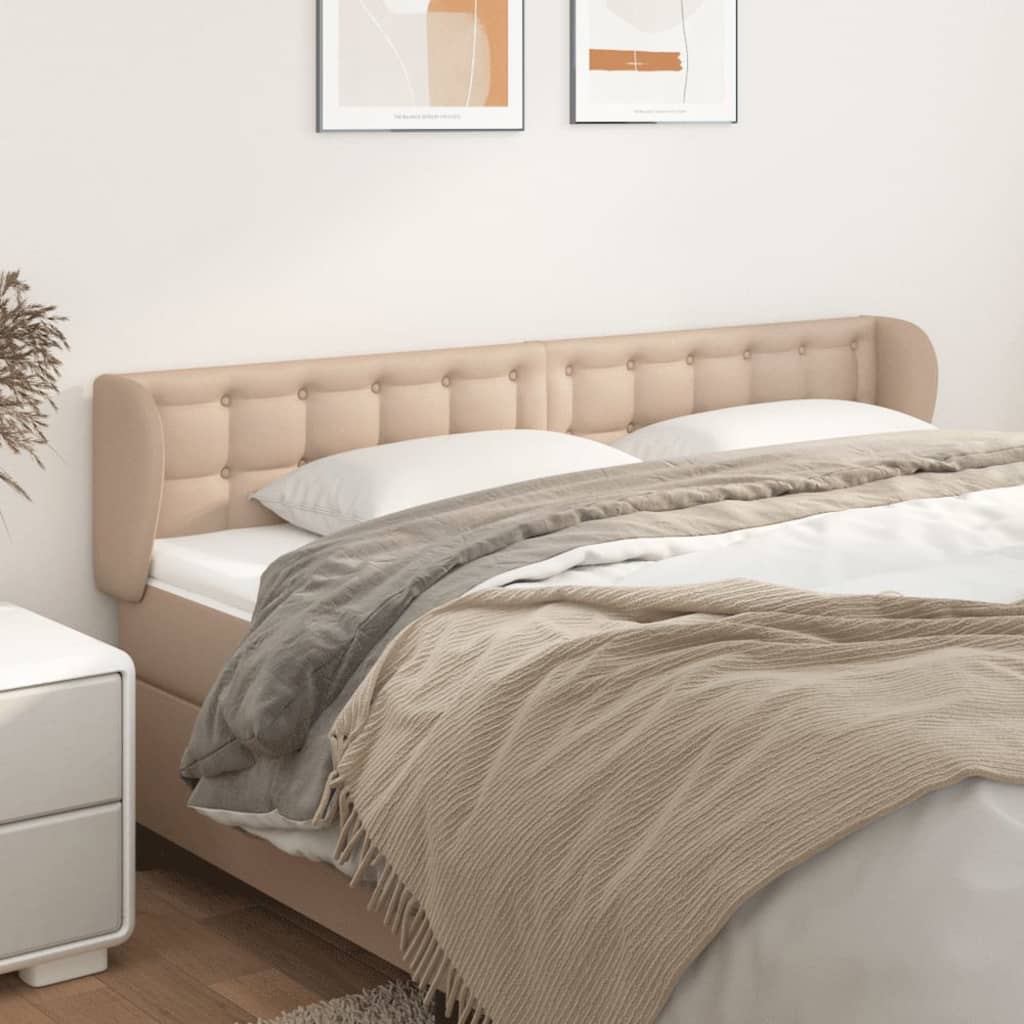 Hoofdbord met randen 203x23x78/88 cm kunstleer cappuccinokleur