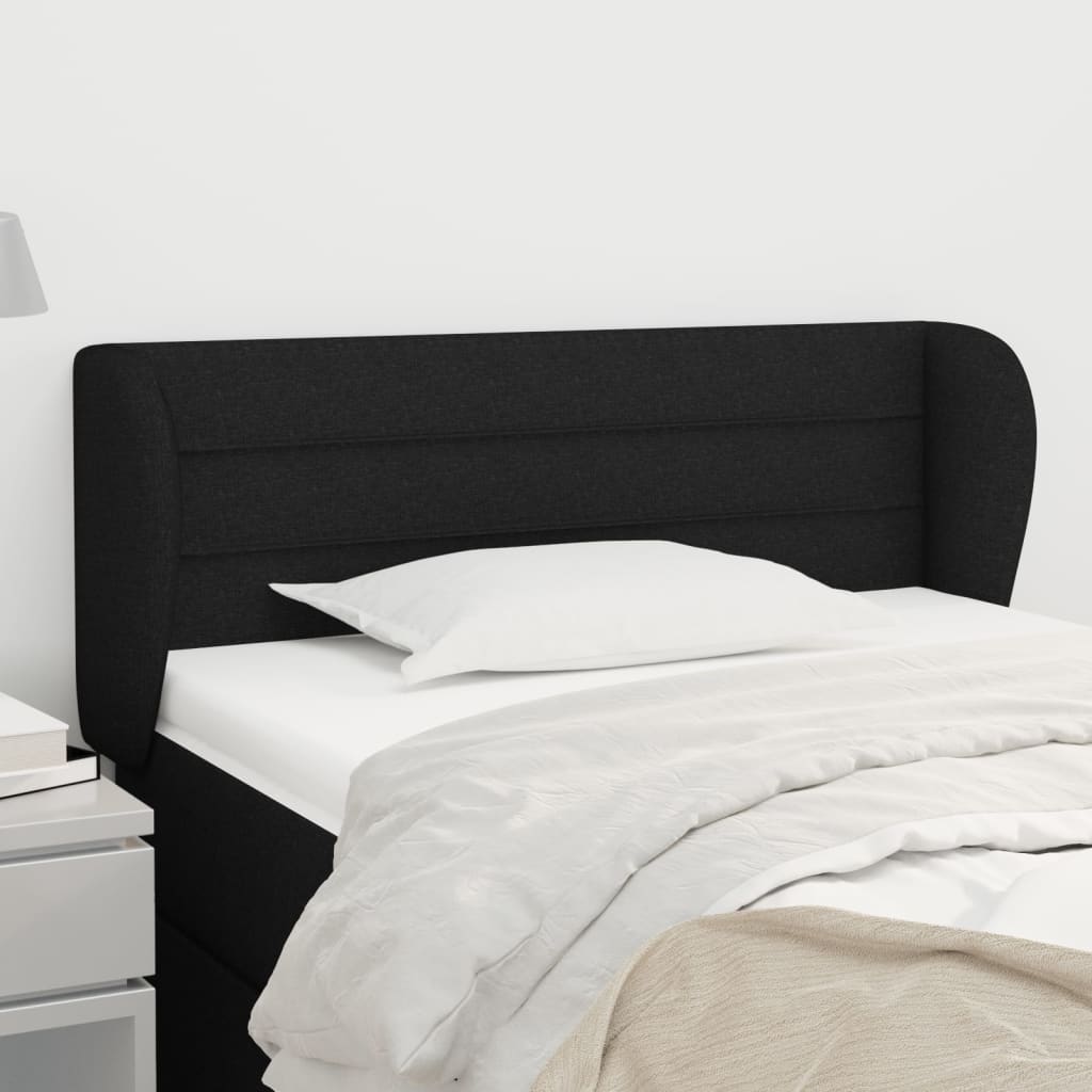 Hoofdbord met randen 93x23x78/88 cm stof zwart – afbeelding 1