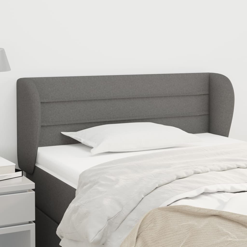 Hoofdbord met randen 103x23x78/88 cm stof donkergrijs – afbeelding 1