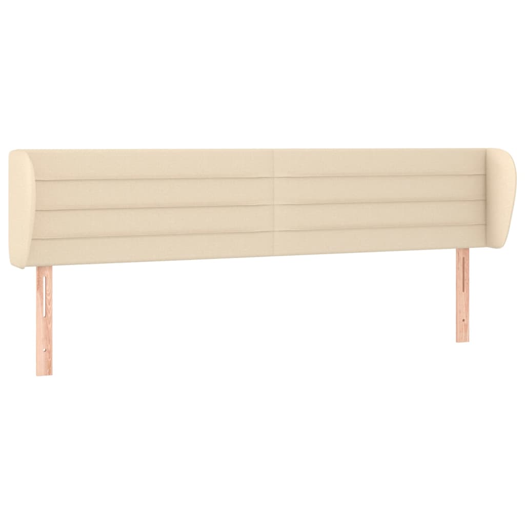 Hoofdbord met randen 163x23x78/88 cm stof crèmekleurig – afbeelding 2