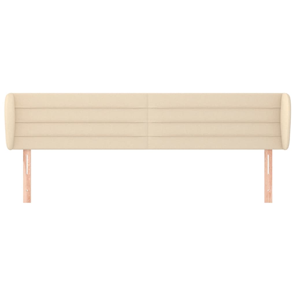 Hoofdbord met randen 163x23x78/88 cm stof crèmekleurig – afbeelding 3